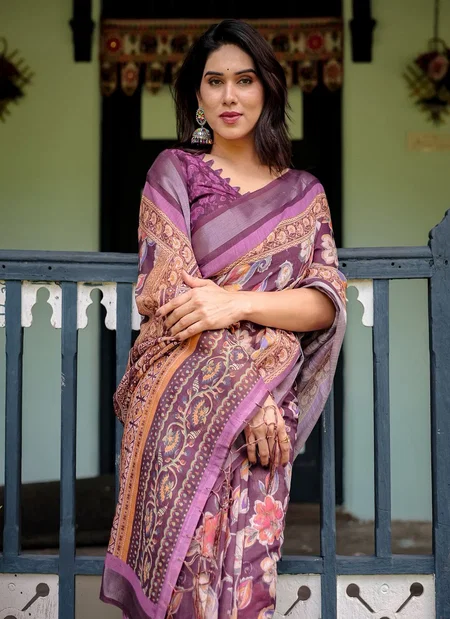Linen 130 By Almari Pure Linen Saree With Tassels Wholesale Suppliers In Mumbai